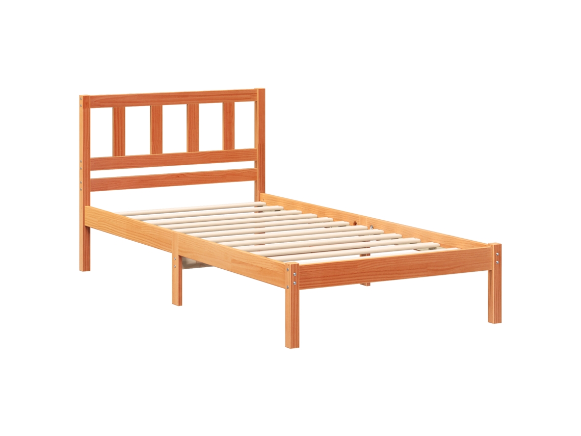 Conjunto 1 Estrado De Cama Plataforma Vidaxl Castanho Madeira De Pinho Maciça (100 X 200 Cm)