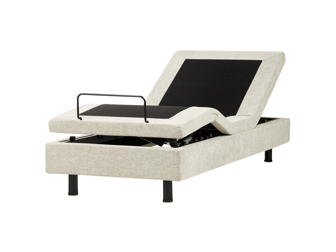 Cama Ajustable Sin Cabecero Beliani Castellan De Tela Beige 90x200x37