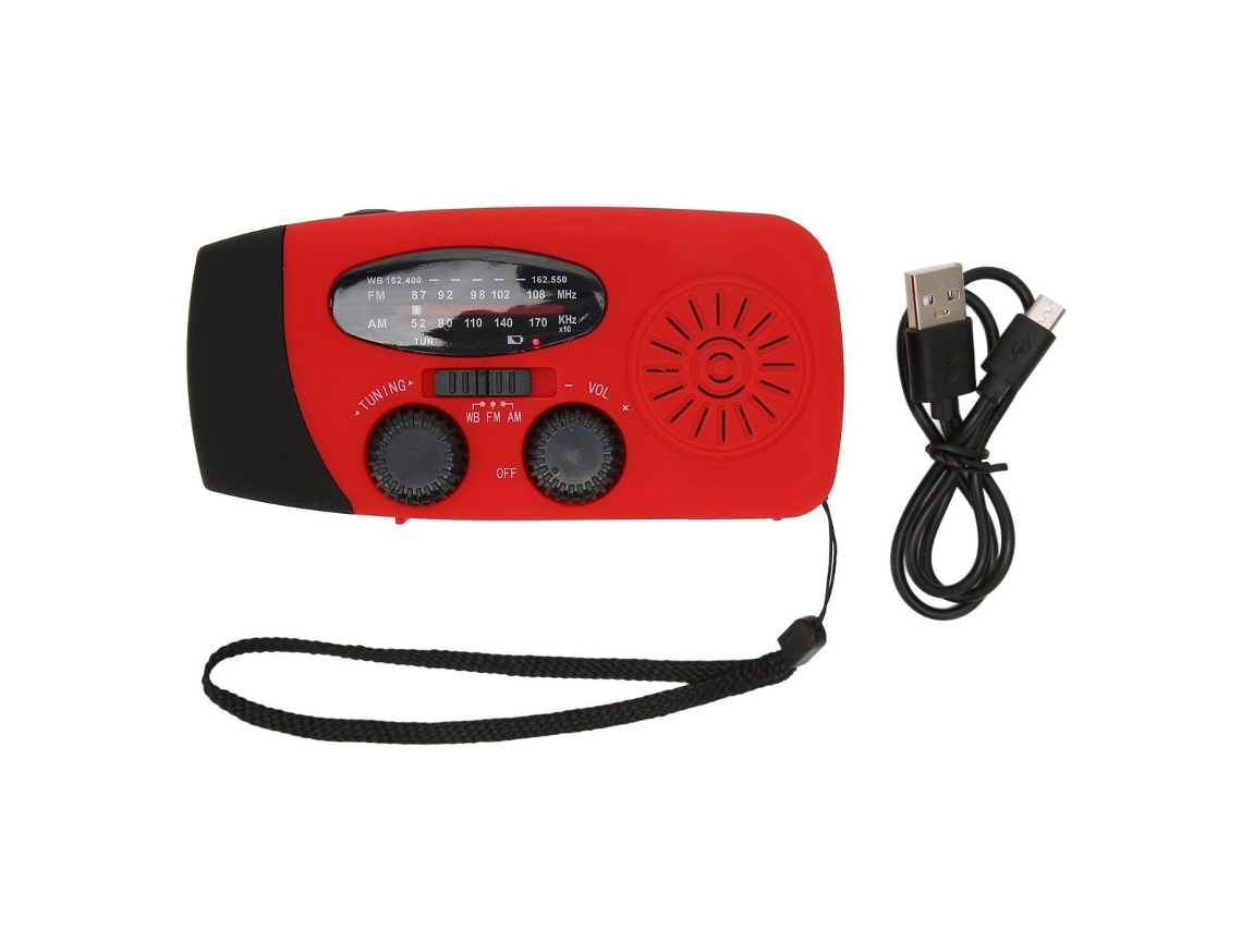 Rádio Multifuncional AQUAFORGE com Manivela, Carregamento Solar e USB, Verde