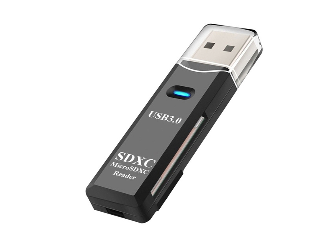 Leitor De Cartões Usb 3.0 Preto, 2 Em 1 Para Sd/tf, Alta Velocidade, Compacto Com Led Indicador