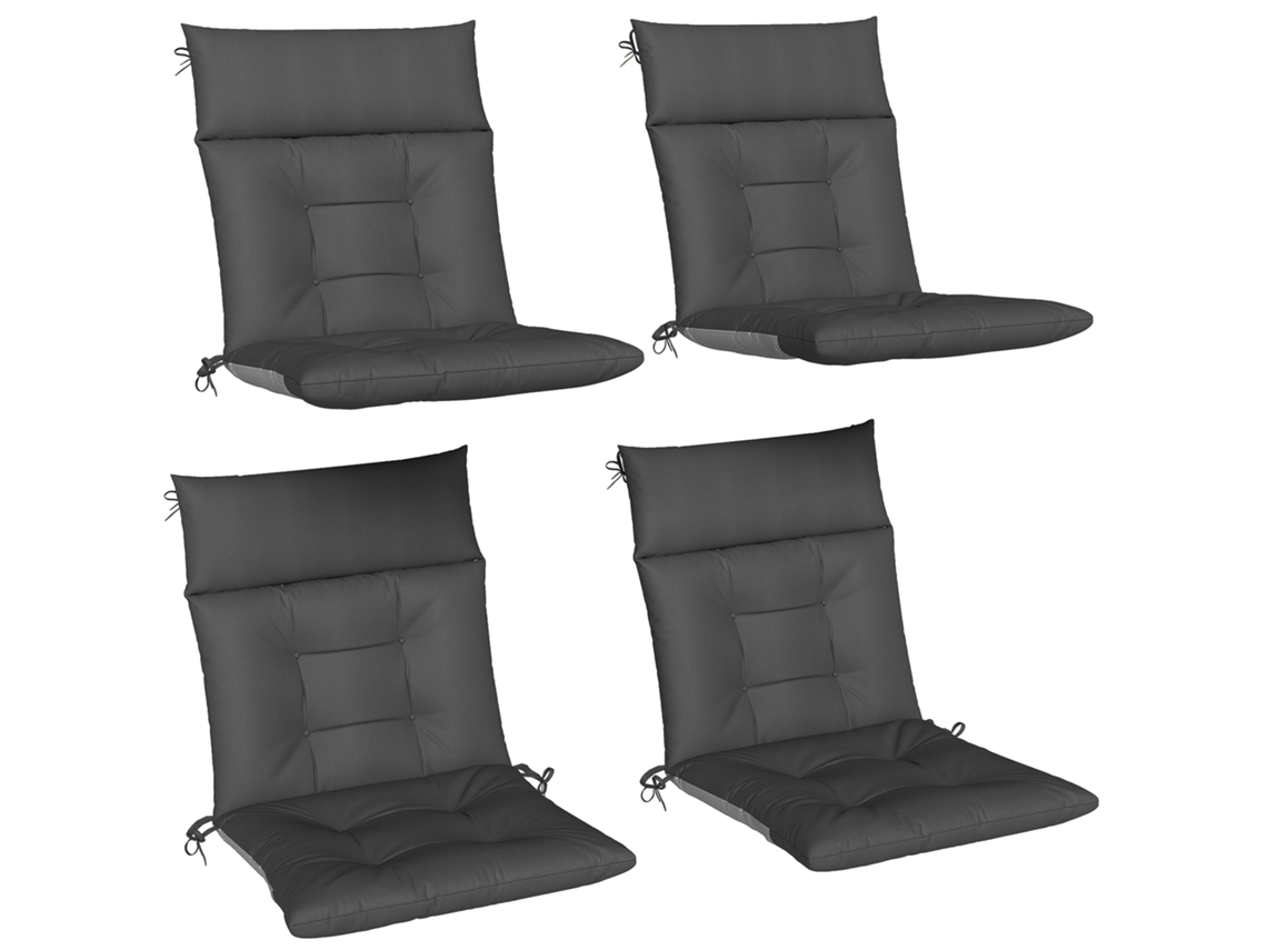 Conjunto de 4 Almofadas para Cadeiras de Pátio Cinza 112x53cm | S/MARCA