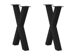 Vidaxl Pés Para Mesa De Jantar Em Formato De X, 2 Peças, Preto, 50x(72-73) Cm, Aço
