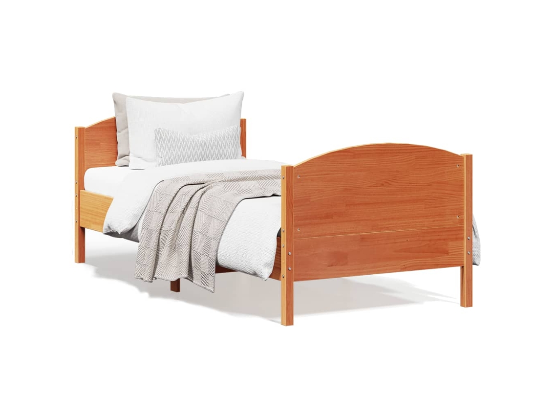 Vidaxl Cama Sem Colchão 75x190 Cm Madeira De Pinho Maciça Castanho-mel