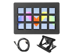 Teclado Macro com 15 Teclas, LCD, para Twitch, YouTube, Controle de Ação