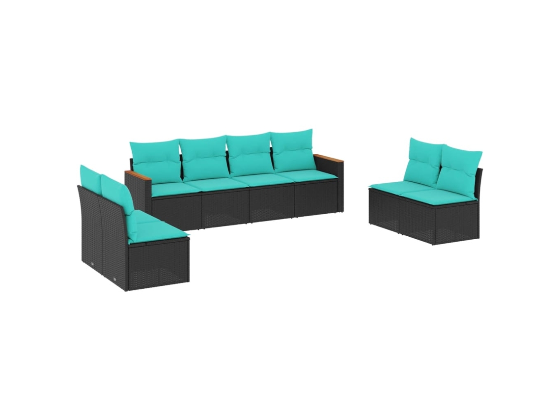 Conjunto de Sofá de Jardim, 9 Peças, Almofadas, Rattan Marrom MAISON EXCLUSIVE
