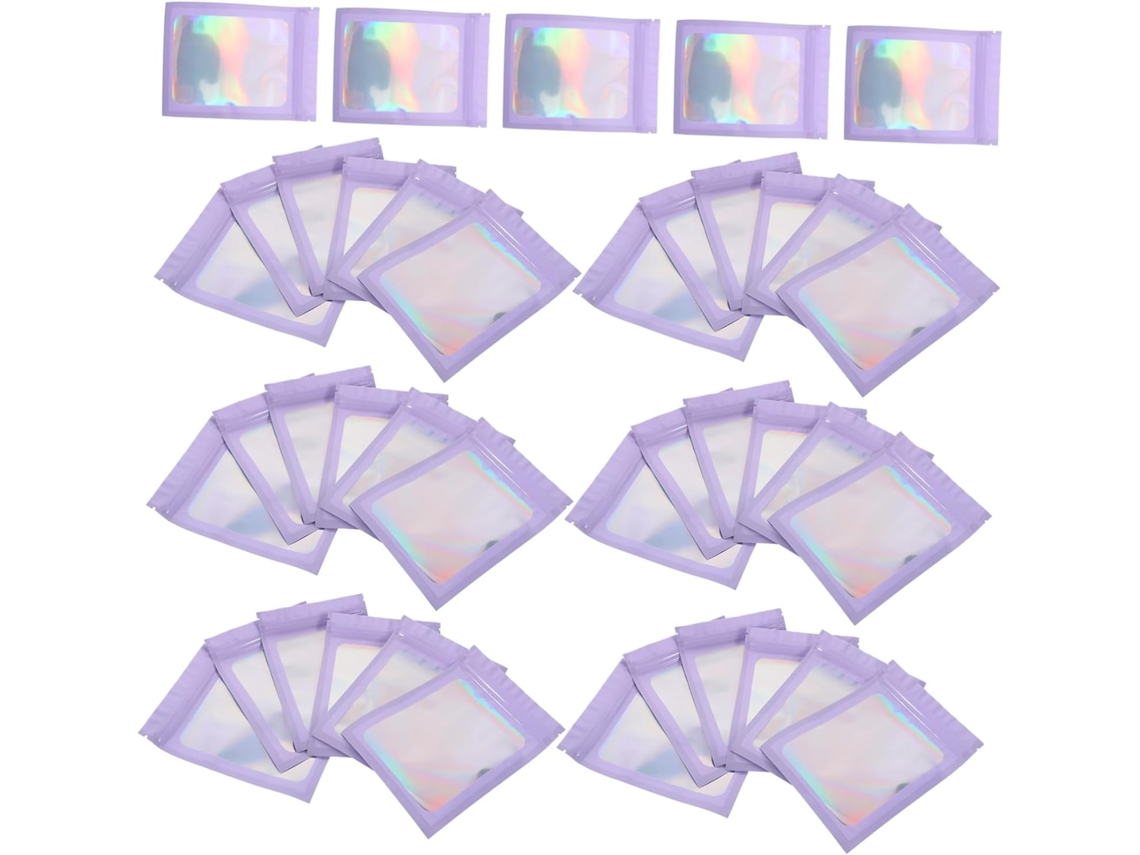 Conjunto De 100 Sacos Holográficos Reutilizáveis Para Armazenamento De Joias