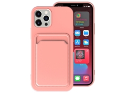Capa Para Iphone 17 Rosa Claro Com Porta-cartões Integrado, Acabamento Fosco E Macio.