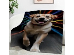 Manta com Cores Brilhantes Cachorro Acorrentado 150x200 Cm Multifuncional Macia de Flanela Aconchegante para C