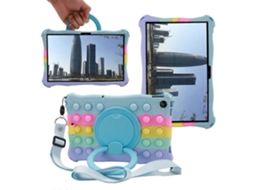 Capa de silicone Hengrongshen com suporte giratório de 360 ​​graus para Lenovo Tab M10 Plus 125f e 128f com alça de ombro colorida (3ª geração) em azul-bebê