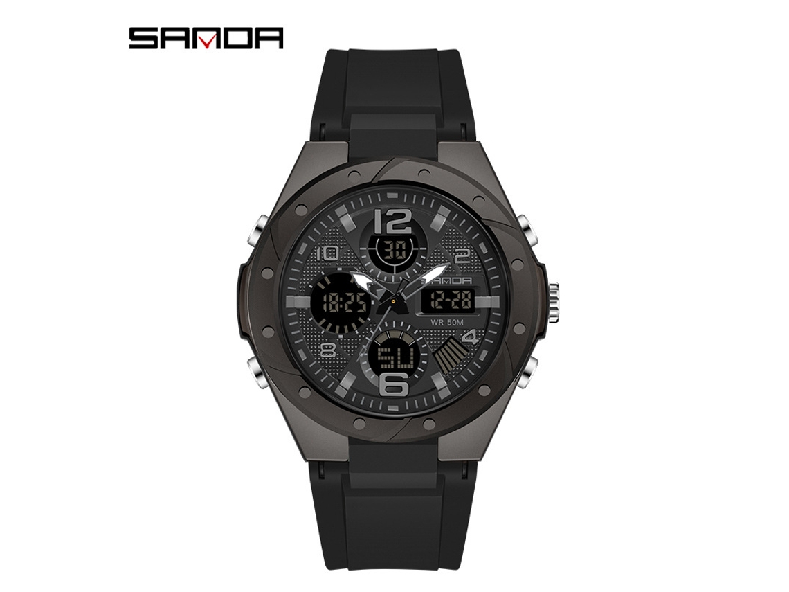Relógio MDUG feminino preto, esportivo, à prova d'água, multifuncional luminoso (modelo feminino)