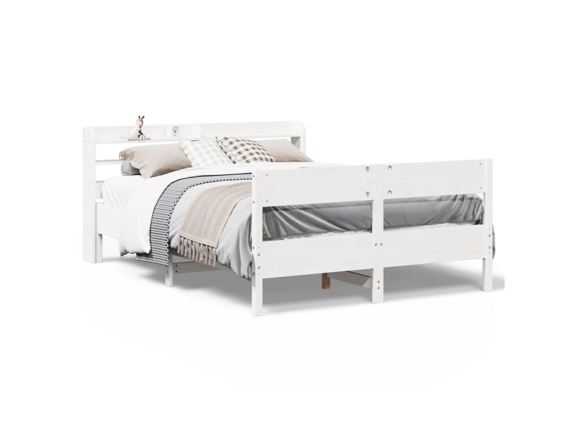 Bed Frame, Bed Frames Vidaxl Branco Madeira De Pinho (135 X 190 Cm)