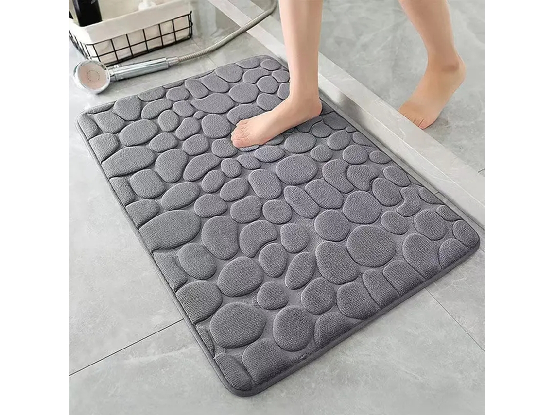 Tapete de Banheiro/tapete de Porta 3d Antiderrapante e Absorvente , com Design de Canaletas em Relevo e Secagem Rápida. MDUG (cinza)