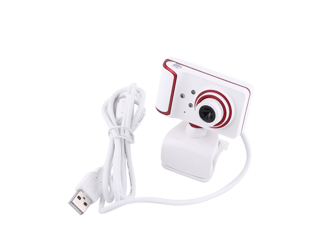 Webcam Hd De 16mp Com Clip, 3 Leds Rotativos Para Computador, Webcam Branca E Vermelha, Webcam Hd, Câmera De Pc, Câmera De Vídeo Para Pc