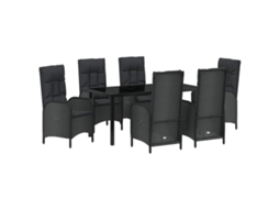 Maison Exclusive - Conjunto De Jantar Para Jardim Com Almofada 7 Pcs Preto Vime Pe