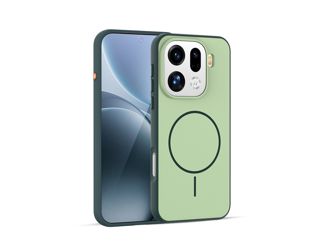 Capa Para Celular Totalmente Anti-incrustantebloqueio De Cores Que Imita A Pele Verde - Oppo Find X9