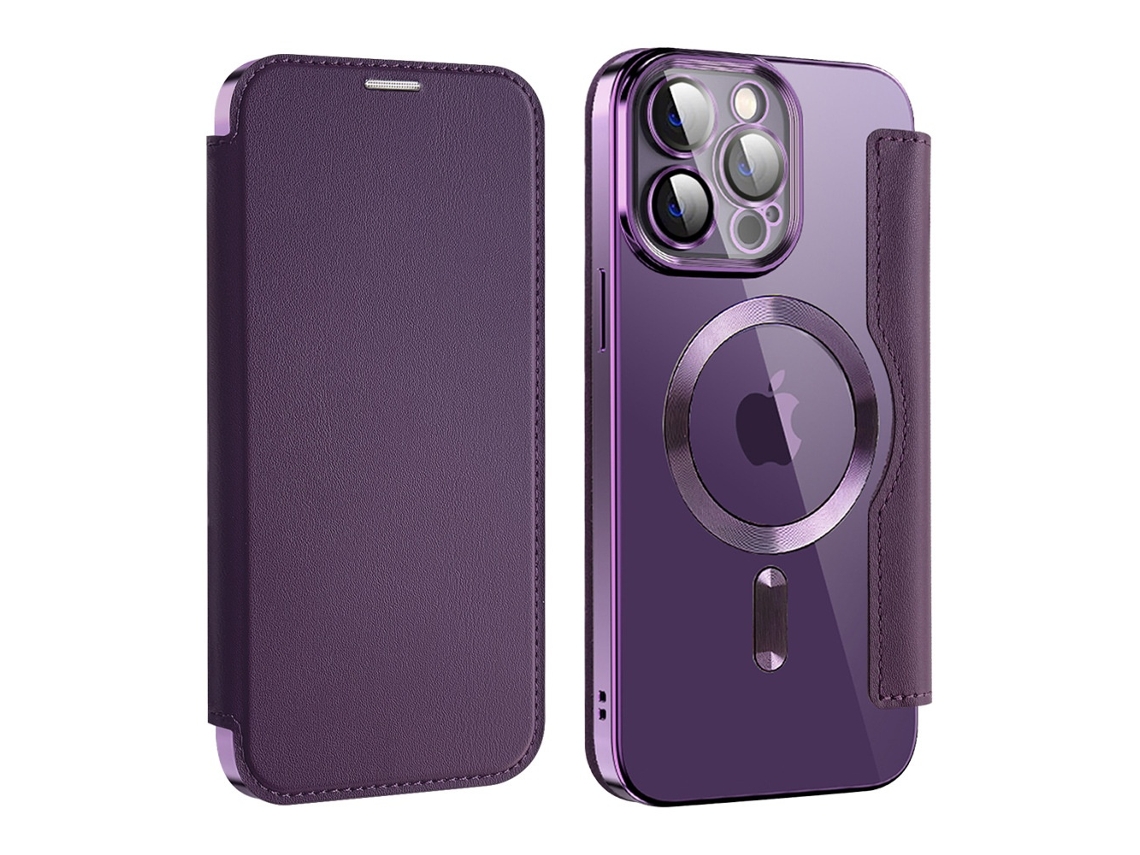 Capa Fólio Protetora Magsafe Elysve Para Iphone 12 Pro Max Resistente Roxo