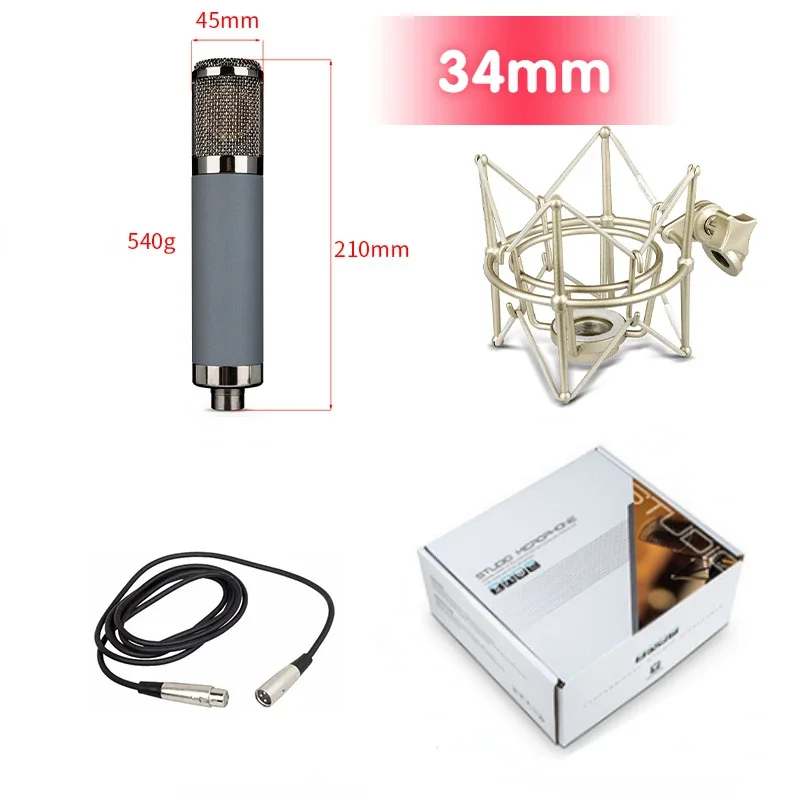 Kit de Microfone Condensador 48 V, Microfone Profissional Totalmente em Metal MDUG (34 Mm)