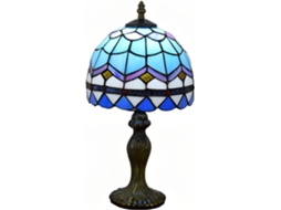 Abajur De Mesa Náutico Estilo Tiffany Em Vitral Azul Mediterrâneo, Para Leitura, Cabeceira, 20x20x35 Cm, Decoração Para