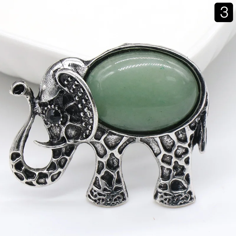 Colar Com Pingente De Elefante Em Cristal Natural (banhado A Ouro), Broche De Elefante Vintage