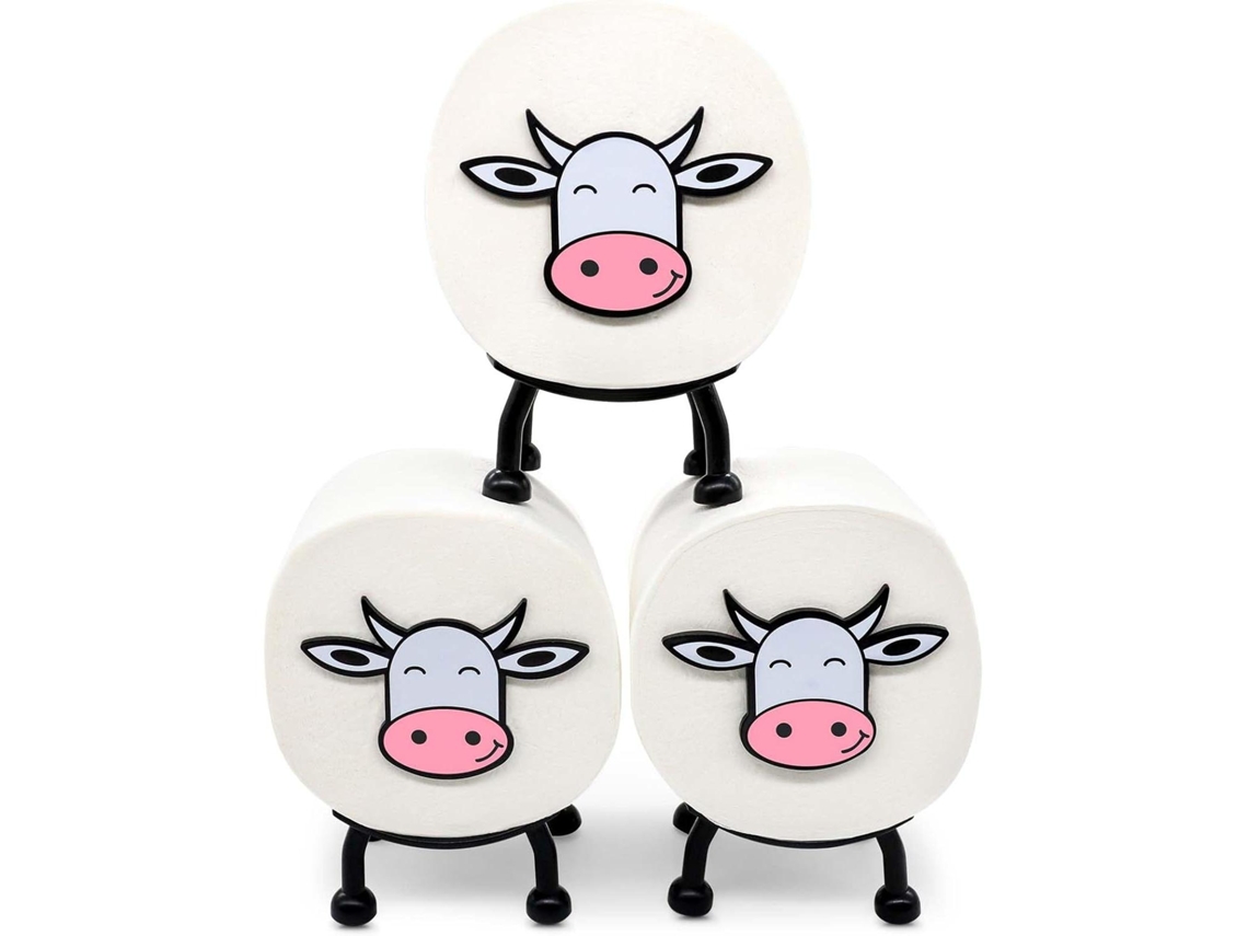 Três Porta-papel Higiênico Em Formato De Vaca, Com Desenhos Divertidos De Animais, Perfeitos Para Guardar Papel Higiênico.