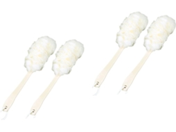 Conjunto De 4 Peças Esponja E Escova Banho Esfoliante Com Corda Para Limpeza Massagem Relaxante, Branca