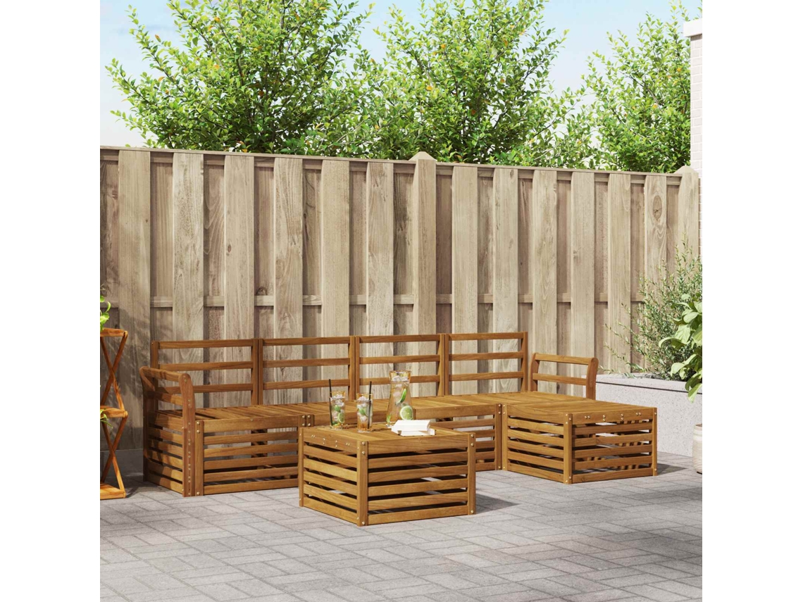 Vidaxl Conjunto De Sofás Para Exterior 6 Pcs Natural