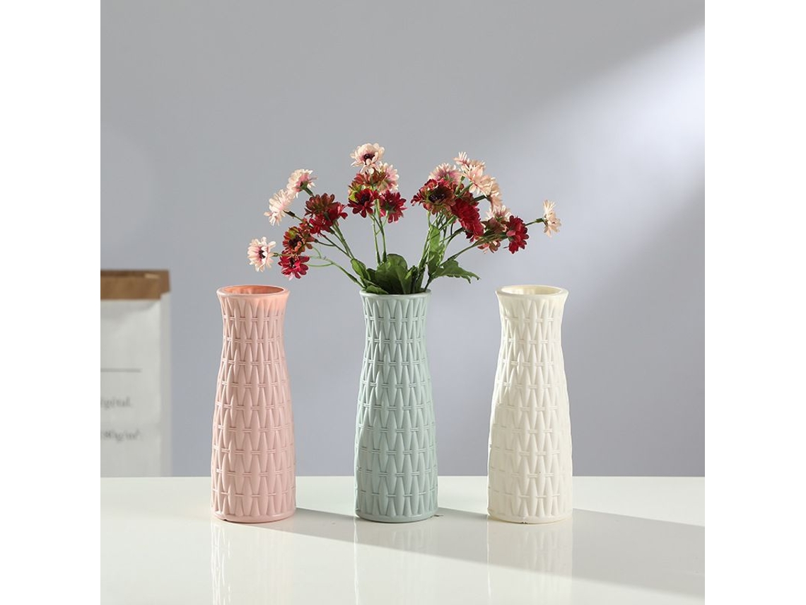 Vaso De Plástico Criativo Moderno, Resistente A Quebras, Para Flores Secas E Frescas, Decoração De Sala De Estar (branco)