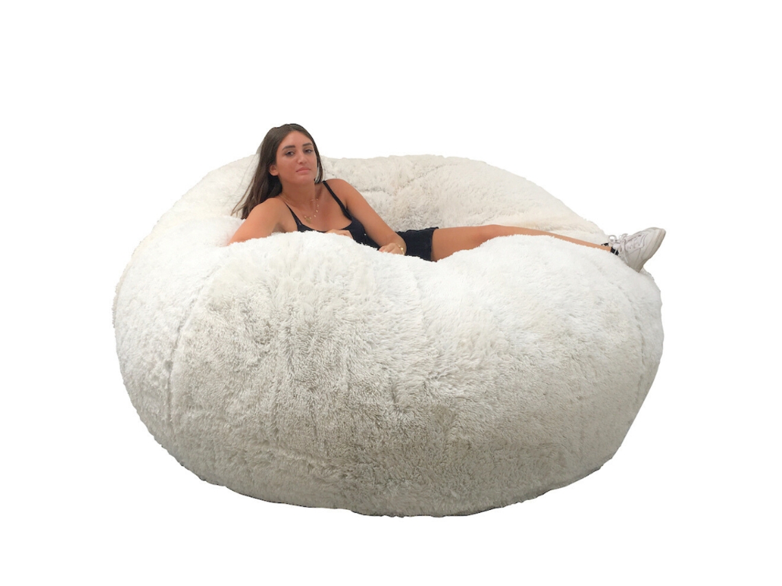 Pufe Gigante Pele Sintética Bananair Branco 160 Cm