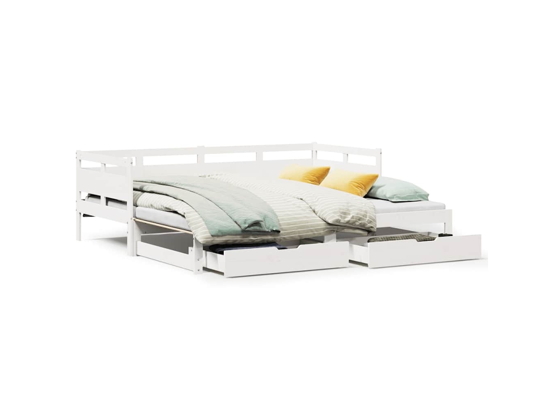 Sofá Cama com Gavetão e Gavetas Branco MAISON EXCLUSIVE (90x200 cm)