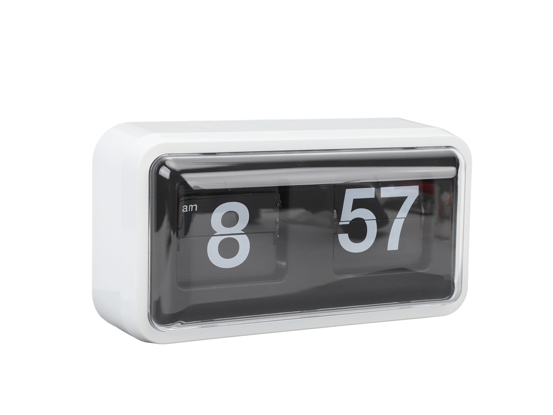 Relógio de mesa mecânico retrô Baok, estilo inovador com tampa transparente para decoração de casa e escritório, branco.