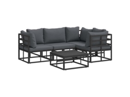 Conjunto 5 Sofá De Jardim Vidaxl Preto Alumínio (213 X 143 X 71 Cm)