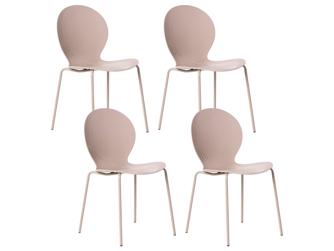 Juego De Sillas Modernas Para Exterior E Interior Beliani Milos De Polipropileno Beige 45x48x80