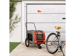 Vidaxl Reboque Bicicleta P/ Animais Tecido Oxford/ferro Laranja/cinza