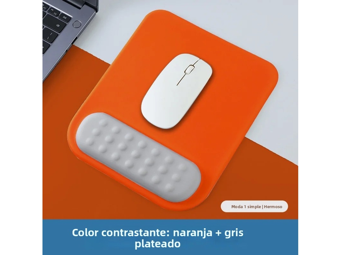 Mousepad Antiderrapante com Apoio para o Pulso Base de Silicone e Espuma Viscoelástica MDUG laranja