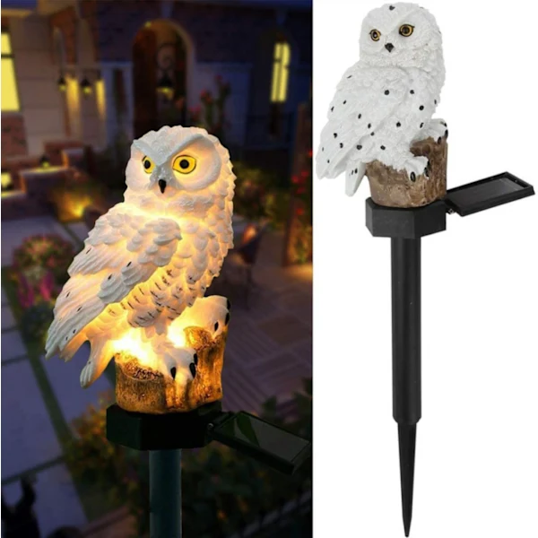 Luminária solar decorativa de jardim em resina, formato de coruja, para jardins, gramados, caminhos e quintais AQUAFORGE