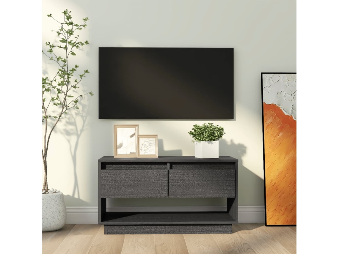 Vidaxl Móvel De Tv 74x34x40 Cm Madeira De Pinho Maciça Cinzento