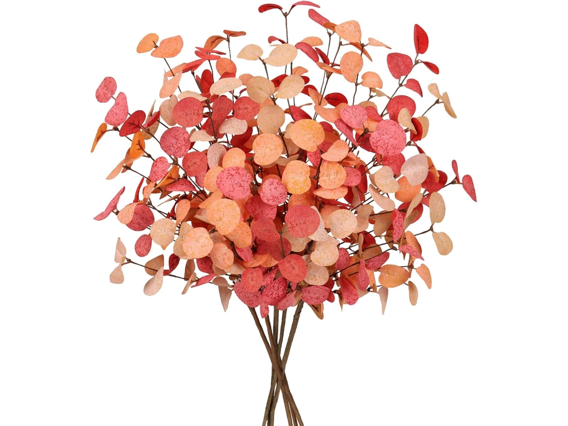 Conjunto de 5 Hastes Artificiais Eucalipto com Folhas, Decoração de Outono para Casa, Folhas Artificiais de Eucalipto para Decoração Outono BRILVIBERA