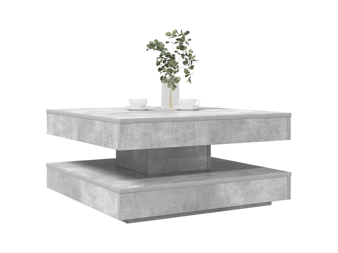 Vidaxl Mesa De Centro Rotativa A 360 Graus 70x70x34,5 Cm Cinza Cimento