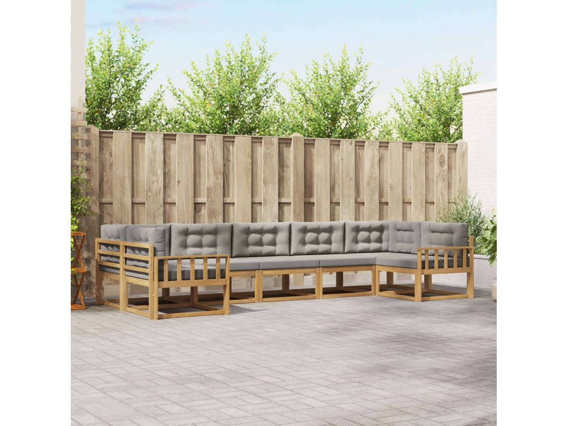 Vidaxl Conjunto De Sofás Para Exterior 7 Pcs Branco E Cinzento-claro
