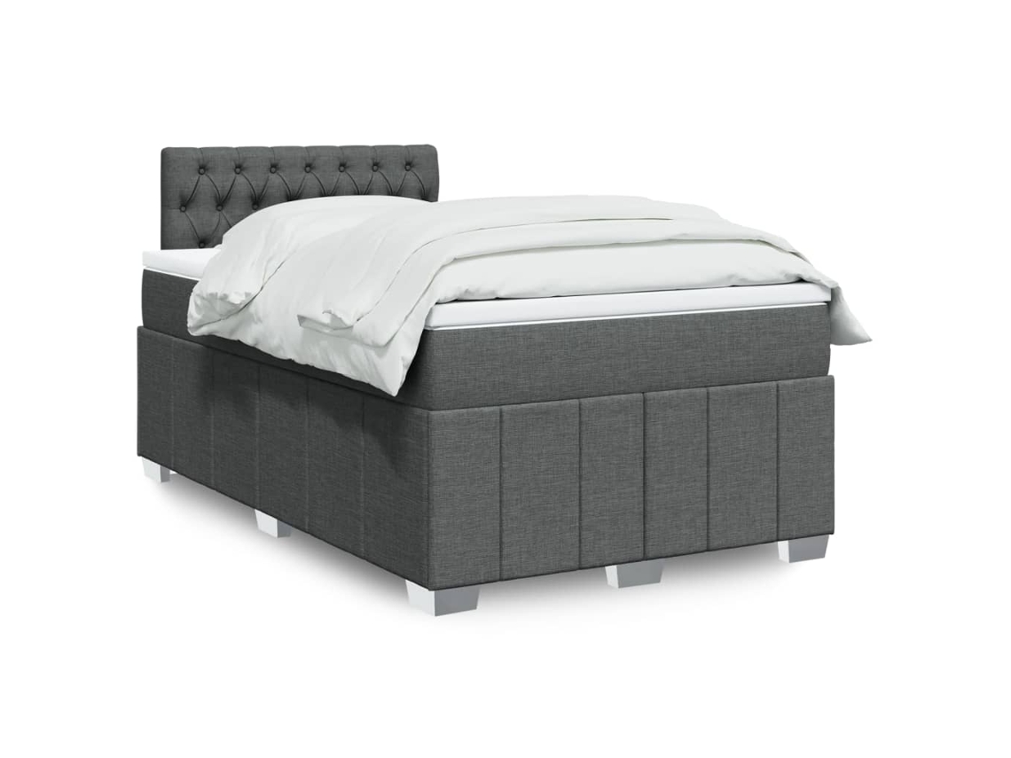 Vidaxl Cama Com Molas/colchão 120x200 Cm Tecido Cinzento-escuro