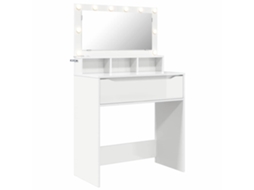 Conjunto de Mesas de Maquiagem para Quarto com Gaveta Branca Brilhante MAISON EXCLUSIVE