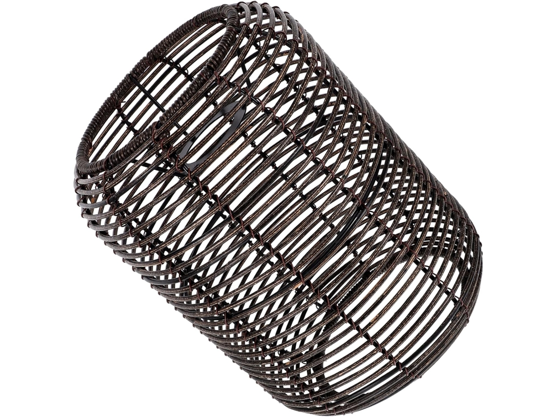 Luminária Pendente Decorativa em Rattan Trançado Preto, Compatível com Soquete E27, Iluminação Suave para Ambientes. SFUSHOS