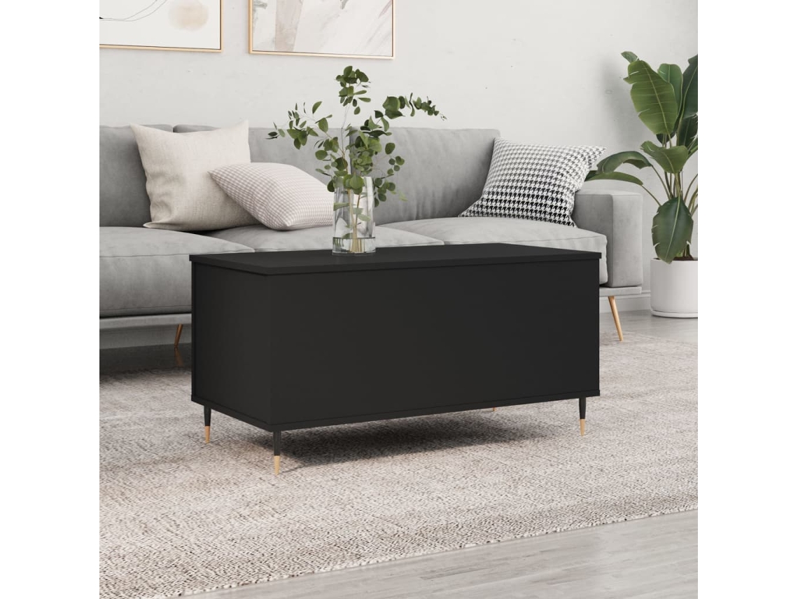 Vidaxl Mesa De Centro 90x44,5x45 Cm Derivados De Madeira Preto