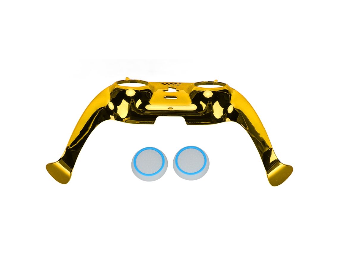Placa Frontal DIY para Controle PS5 com Capas de Joystick e Decoração Ouro