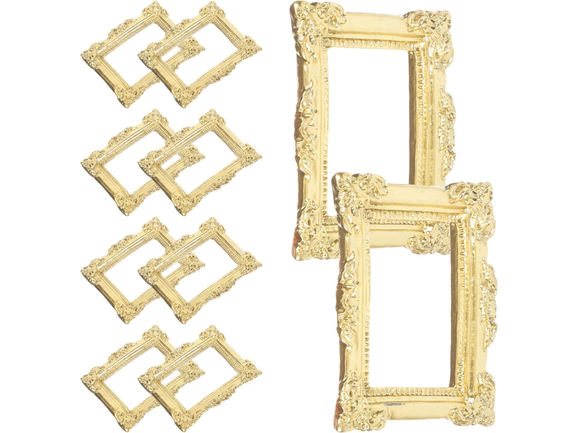 Conjunto 10 Porta Retratos Retrô Resina Dourada Resistentes Elegantes Ideais Decorar Capas Celular Outros GOKOCO
