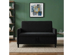 Vidaxl Sofa Com Armazenamento Preto 122 X 78 X 87 Cm Poliéster
