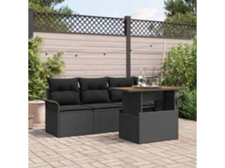 Vidaxl Conjunto De Sofá De Jardim 5 Unid. Preto Vime Pe