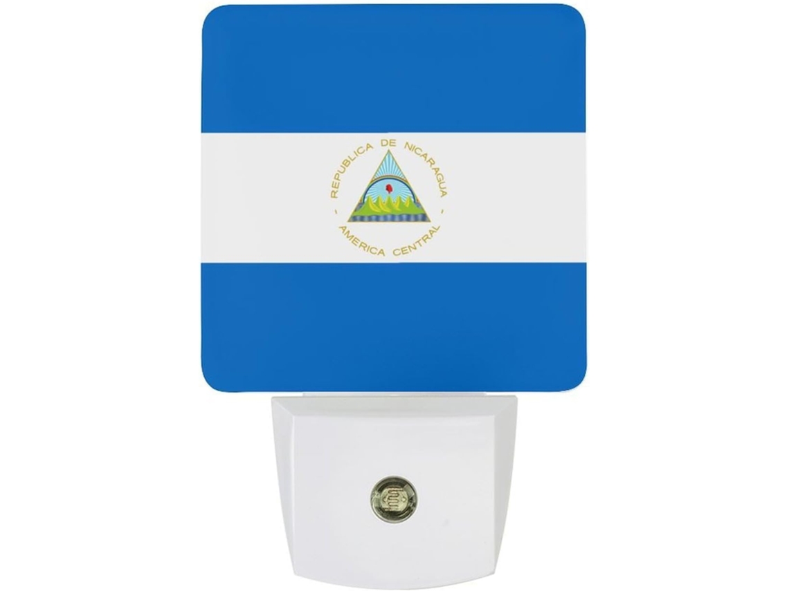 Luminária noturna de LED com a bandeira da Nicarágua e sensor crepuscular.