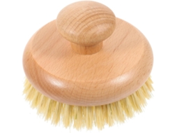 Escova De Banho Com Cabo Madeira Faia, Cerdas Naturais De Sisal, Tamanho Pequeno E Redondo, Escova Esfoliante Corporal