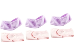 Conjunto De 6 Faixas Elásticas Largas Para A Cabeça, Ideais Para Ioga E Tratamentos Faciais, Na Cor Rosa.